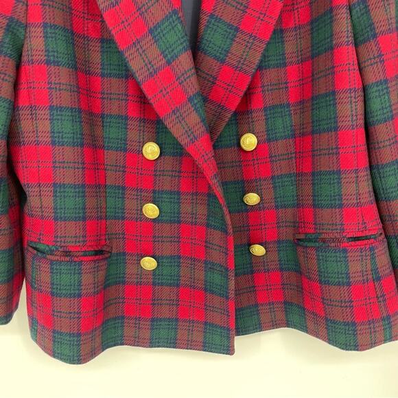 Pendleton Sz 16 Petite Wool Red Green Black Lined Blazer Tartan Vintage Holiday - Picture 15 of 16